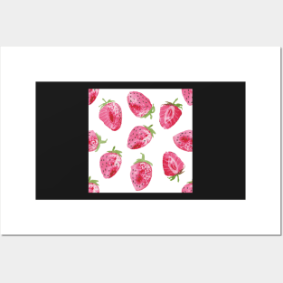 watercolour strawberries Posters and Art